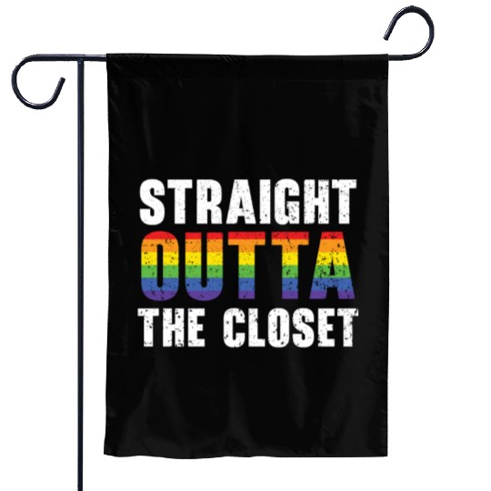 Straight Outta The Closet Rainbow Pride LGBTQ Gay Garden Flags