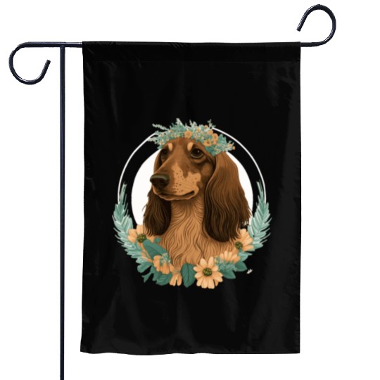 Cute Dachshund Flower Crown Pet Dog Breed Floral P Garden Flags