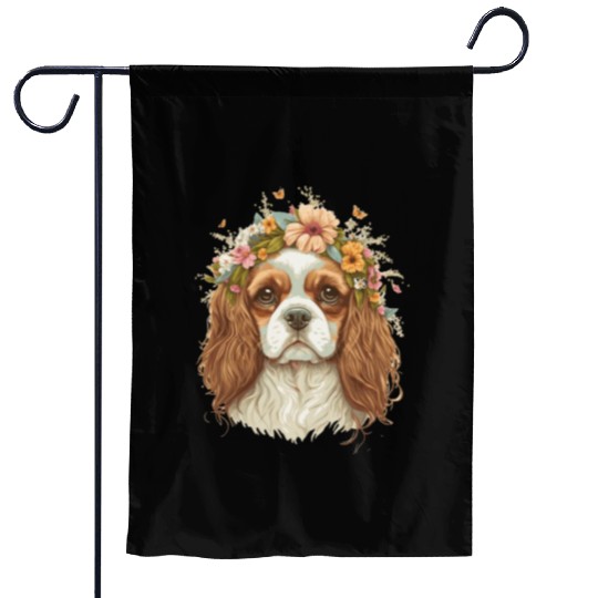 Cavalier King Charles Spaniel Flower Crown Dog Flo Garden Flags
