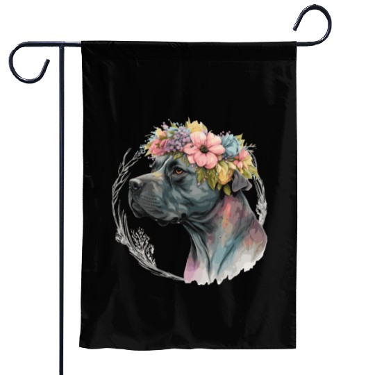 Cute Cane Corso Flower Crown Pet Dog Breed Puppy Garden Flags
