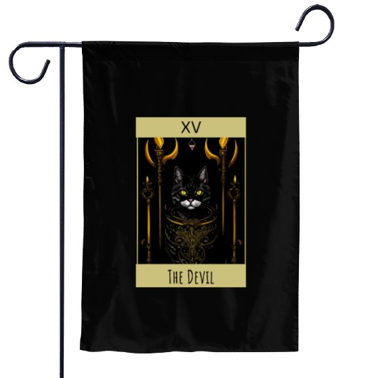 Tarot card the devil cat - readings and astrology Garden Flags