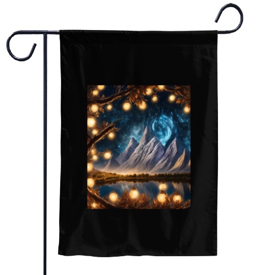 nature in the night Garden Flags