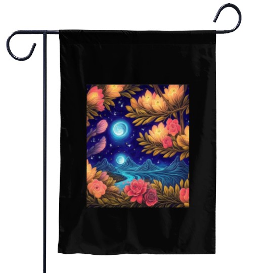 Nature in the night Garden Flags