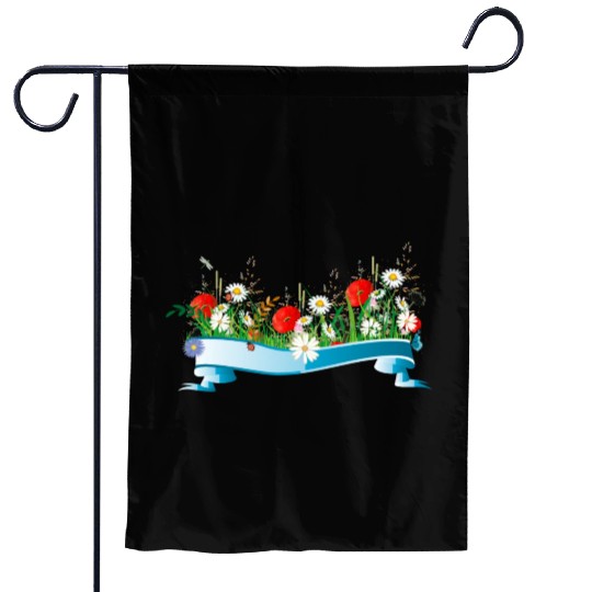colorful spring meadow with flowers and insects Garden Flags
