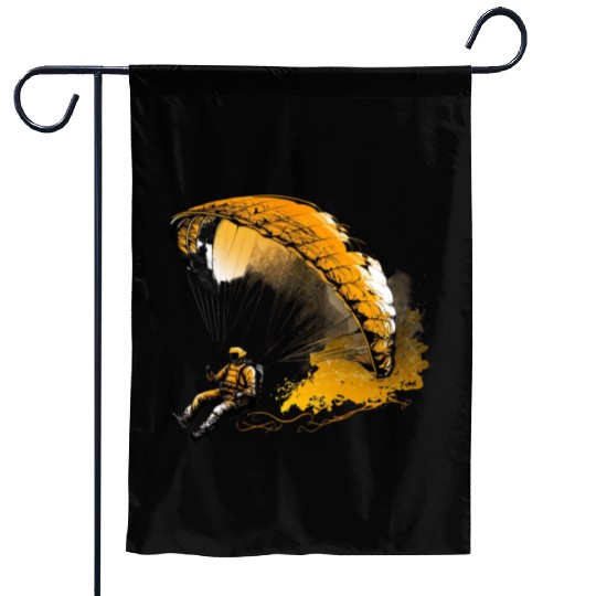 cool paraglider in action Garden Flags