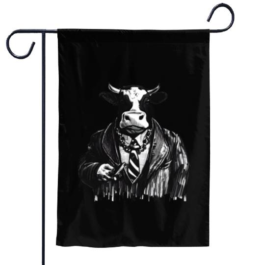 COW MOBSTER COW AS MOB BOSS COW A NOSTRA Garden Flags
