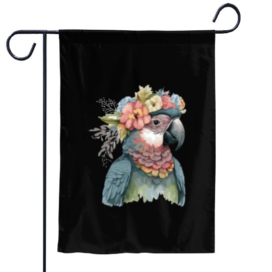 Cute Parrot Macaw Bird Flower Crown Pet Birds Garden Flags
