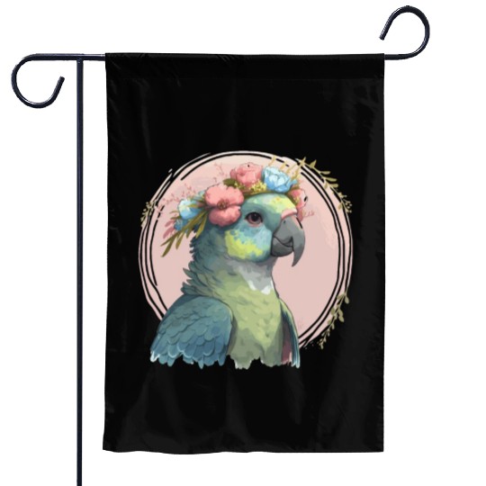 Cute Hahn's Macaw Bird Flower Crown Pet Birds Garden Flags