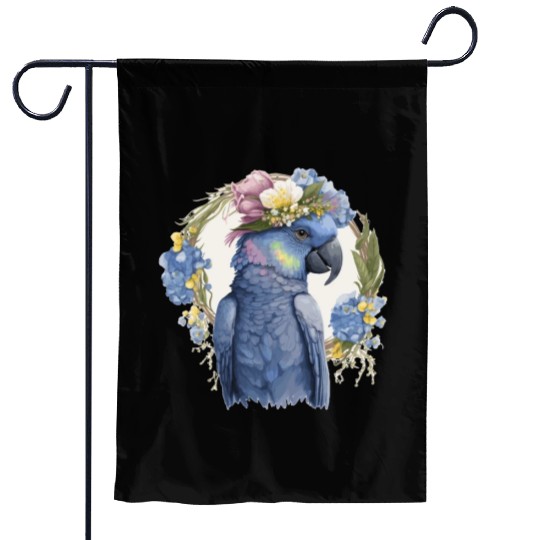Cute Hyacinth Macaw Parrot Bird Flower Crown Pet B Garden Flags