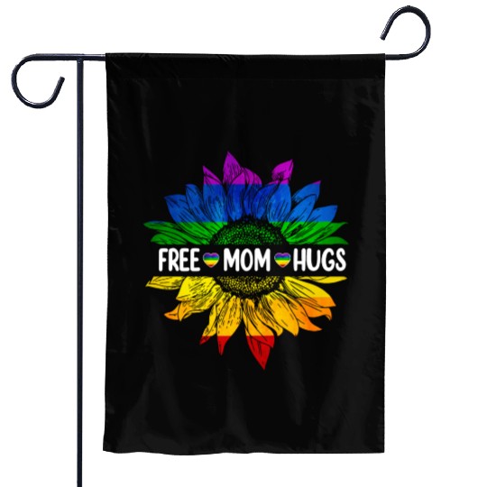 Rainbow Free Mom Hugs Gay Pride Lgbt Daisy Flower Garden Flags