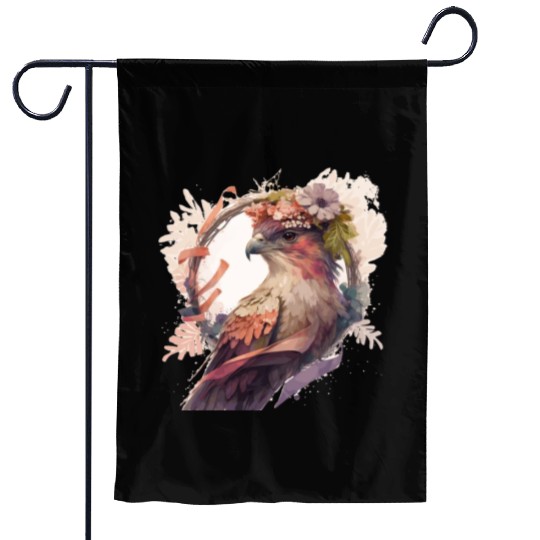 Birds Of Prey Kite Bird Flower Crown Floral Garden Flags