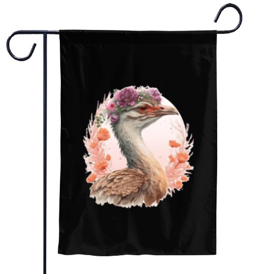 Cute Bustard Bird Watching Flower Crown Floral Bir Garden Flags