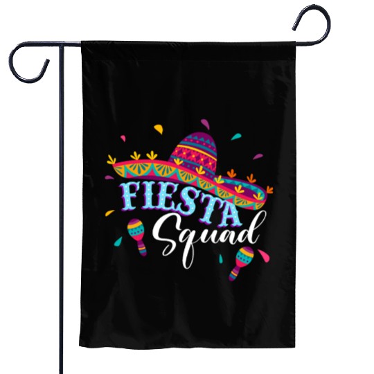 Fiesta Squad Cinco De Mayo Mexican Sombrero Family Garden Flags