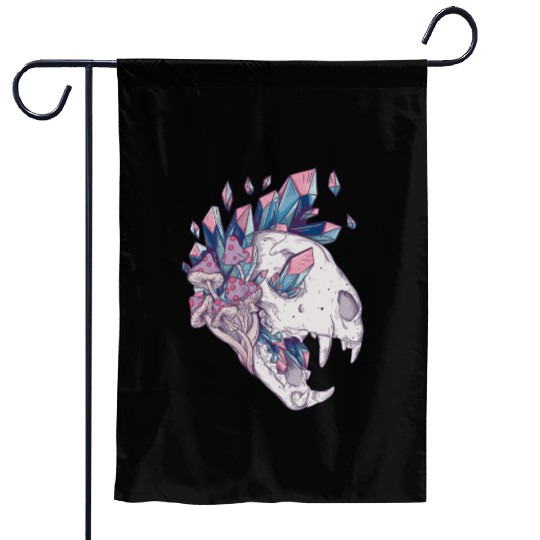 Crystal Cat Skull Garden Flags