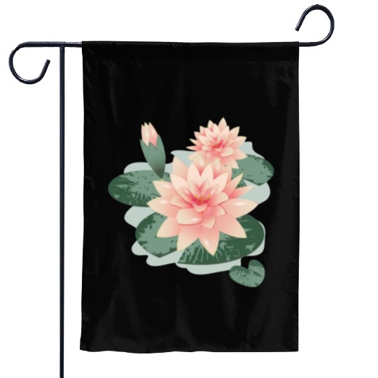 Water lily flower with bud in water lily pond Garden Flags
