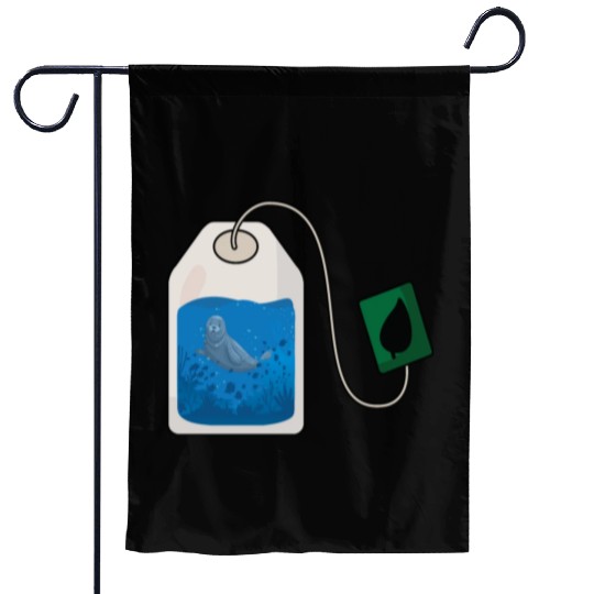Funny seal swimming in a tea bag Garden Flags