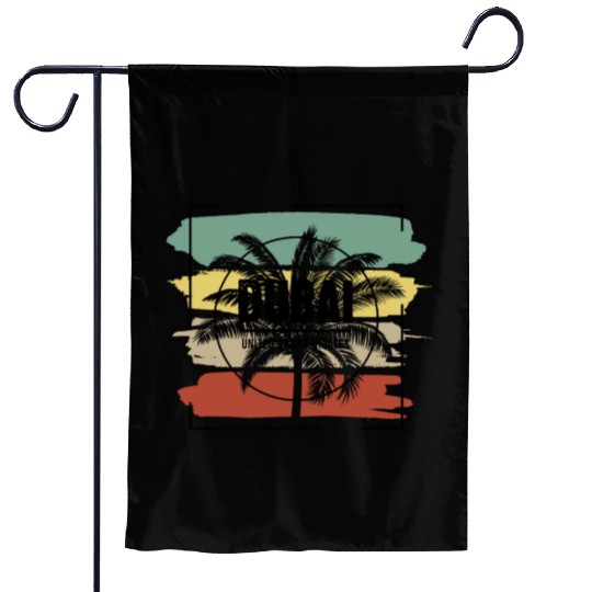 Dubai United Arab Emirates Palm Tree Retro Garden Flags