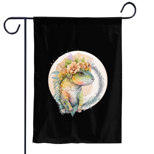 Cute Lizard Chameleon Flower Crown Pet Reptile Lov Garden Flags