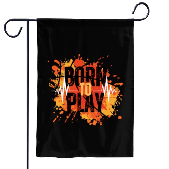 Black Orange Yellow Modern Born To Play Basketball Garden Flags
