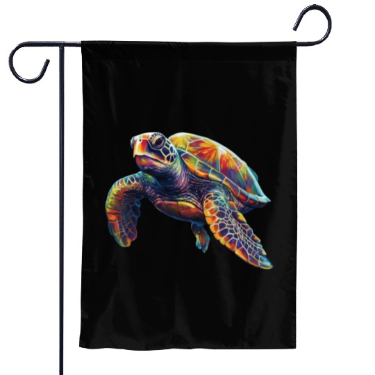 Colorful underwater sea turtle dreamlike beautiful Garden Flags