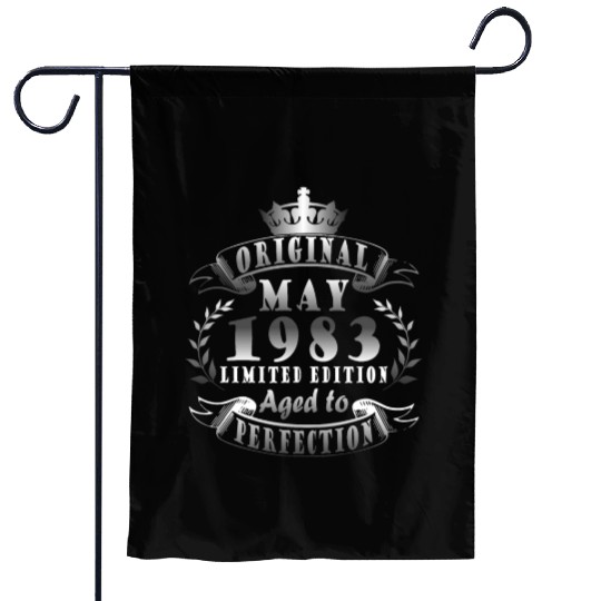 May vintage 1983 original 40th birthday gift Garden Flags