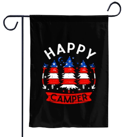 Happy Camper US Flag Patriotic 4th Of July Garden Flags