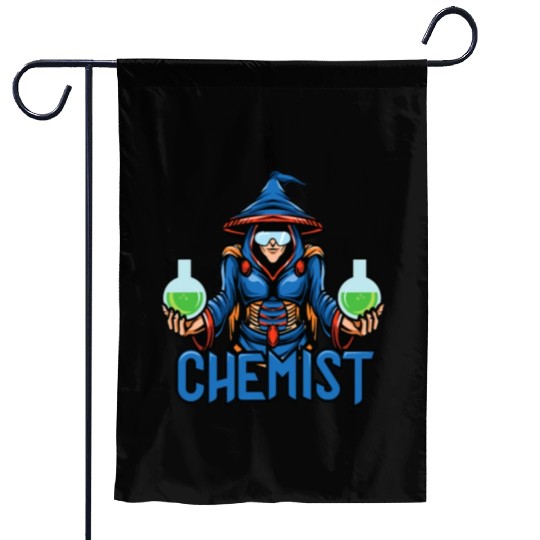 Funny science chemist elements chemists wizard Garden Flags