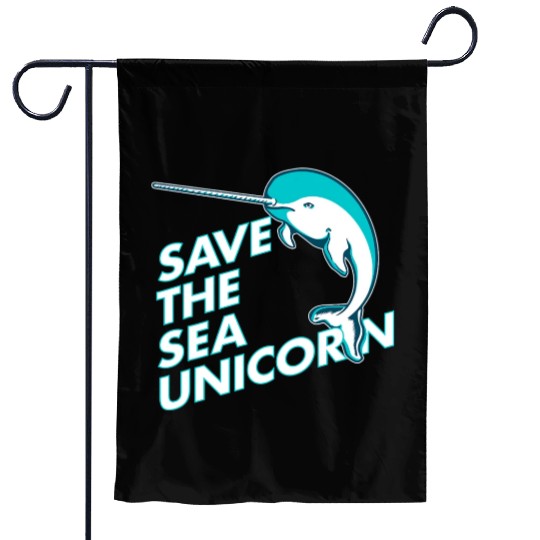 Funny Save the Sea Unicorn Narwhal Garden Flags