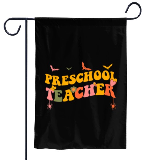Funny Groovy Halloween Preschool Teacher Men Women Garden Flags