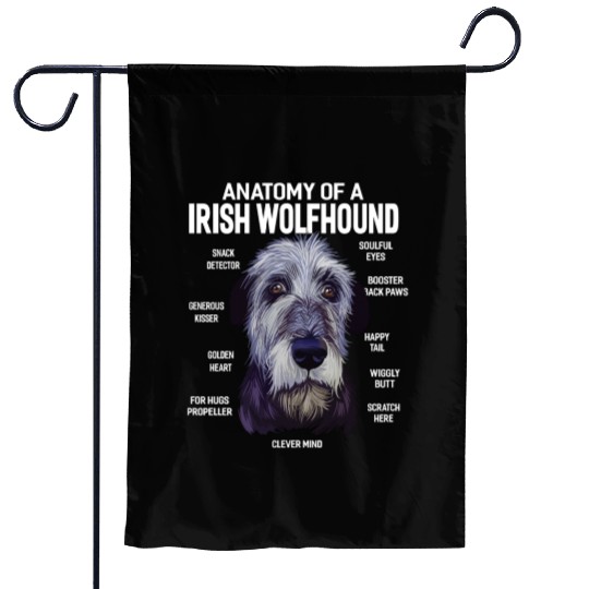 Anatomy of a Irish Wolfhound Dog Funny Gift Garden Flags