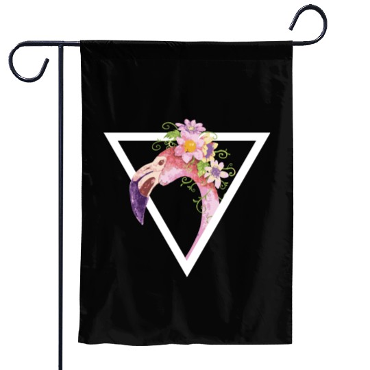 Flamingo Watercolor Triangle Garden Flags