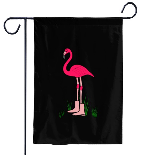 Flamingo with boots art animal print bird pink Garden Flags