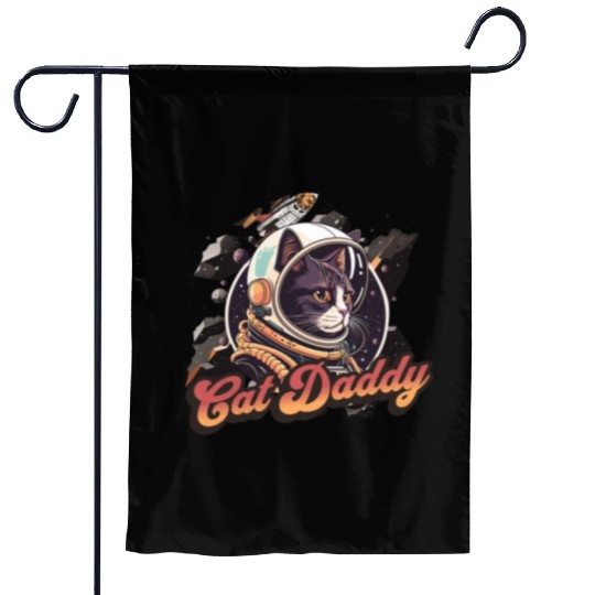 Astrocat Retro graphic Cat Daddy Vintage Eighties Garden Flags