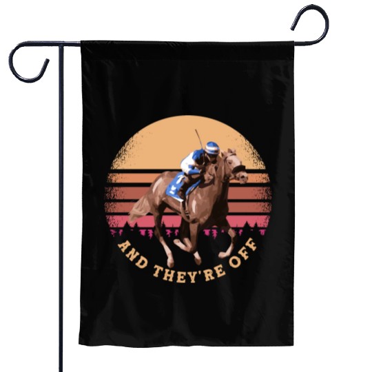 And They're Off - Funny Horse Racing at Vintage Garden Flags