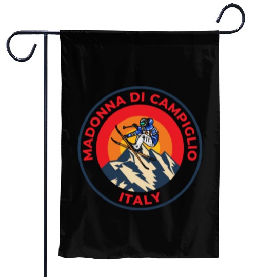 Vintage Skiing Madonna Di Campiglio Italy Sunset Garden Flags