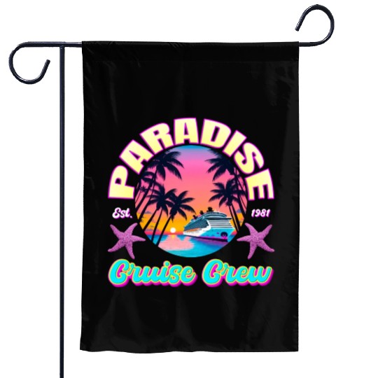 Paradise Cruise Crew-80's Miami Cruise Ship Design Garden Flags