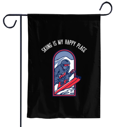 Skiing Is My Happy Place | Ski Sports Garden Flags