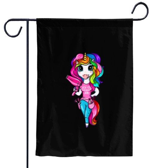 Hairdresser Unicorn Girl I Love My Job Garden Flags