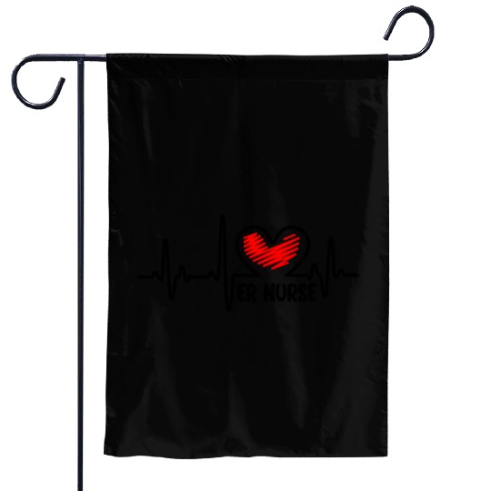ER Nurse, heart beat Garden Flags