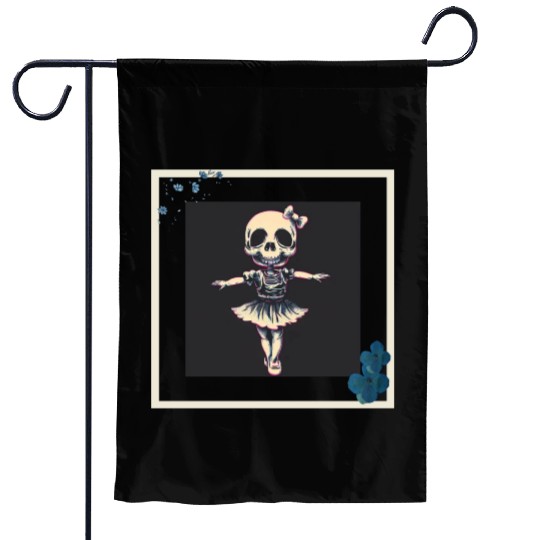 Cute skull ballet with flowers Garden Flags