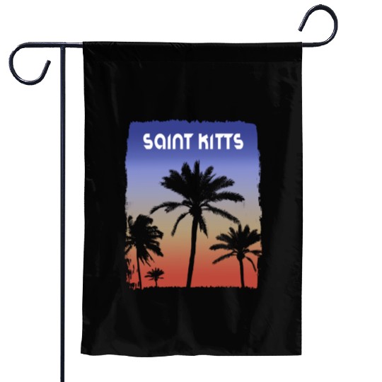 Saint Kitts Sunset Vacation Souvenir Palm Tree Garden Flags