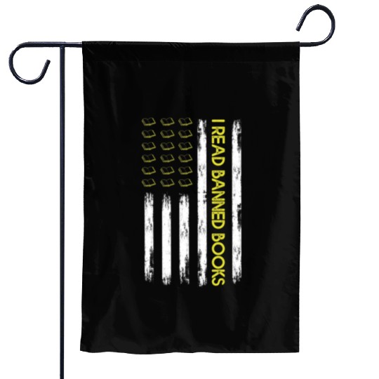 I Read Banned Books Retro USA Flag Reading Garden Flags