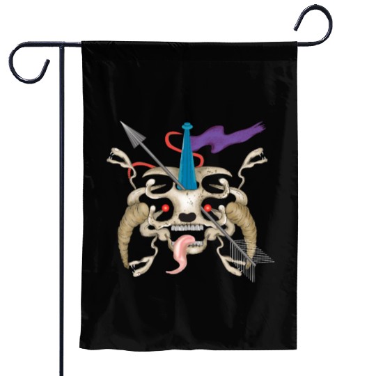 Evil alien skull with a tongue Garden Flags