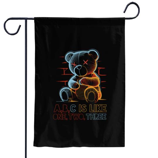 Neon Teddy Bear Garden Flags