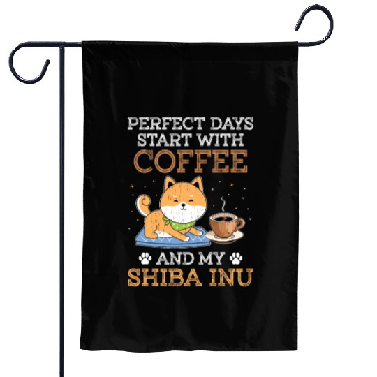 Shiba Inu Dog Lover Puppy Breeder Coffee Drinker Garden Flags