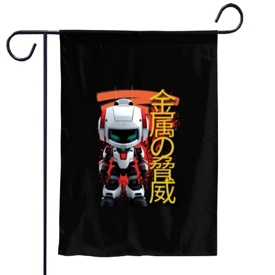 Chibi Mecha: A Cute Cyberpunk Design 7 Garden Flags