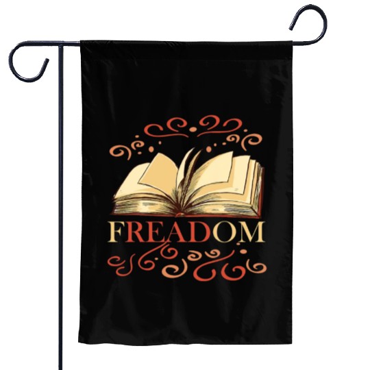 Freadom book lover book worm reading librarian Garden Flags