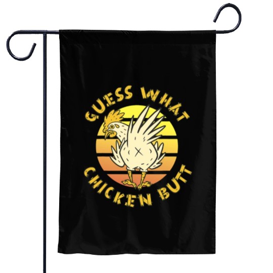 Funny Guess What Chicken Butt Farmer Joking Garden Flags