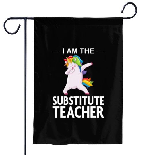 Funny I Am The Substitute Teacher Dabbing Colorful Garden Flags
