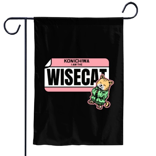 Konichiwa I m the Wise Cat Funny Japanese Name Tag Garden Flags